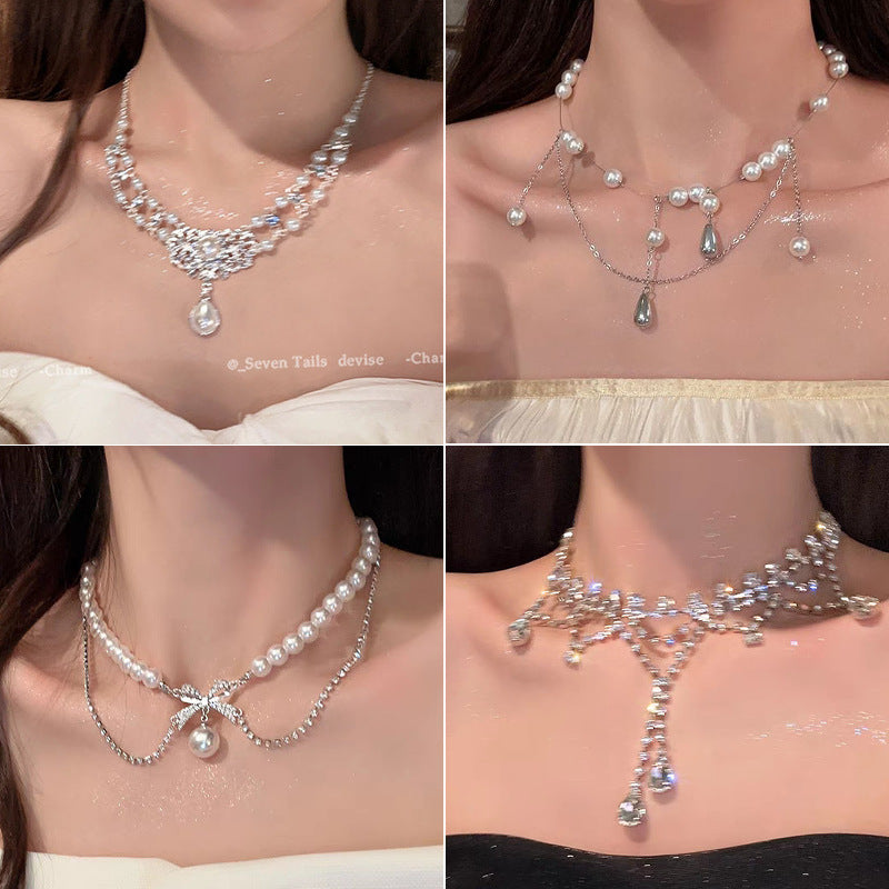 French Royal Style Geometric Droplet Tassel Light Luxury Clavicle Necklace