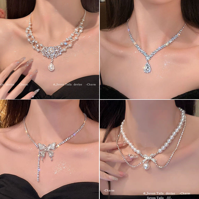 French Royal Style Geometric Droplet Tassel Light Luxury Clavicle Necklace