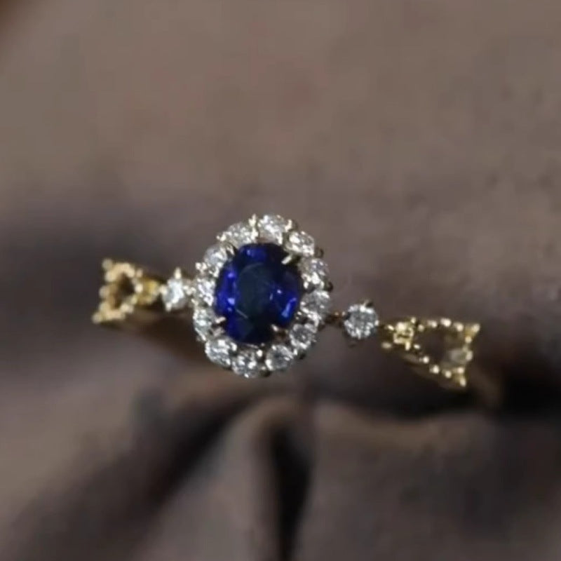 Royal Court Sapphire Lace Female Design Light Luxury Gorgeous Index Rings