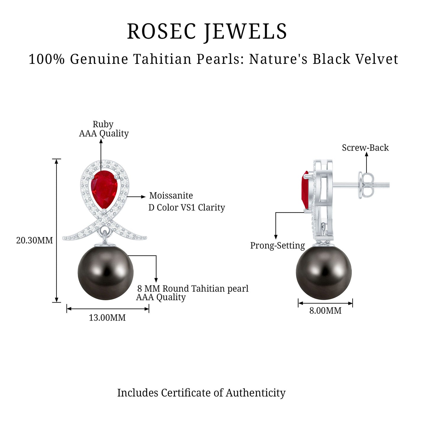 Enduring Passion in Sickness & Wealth | Tahitian Pearl & Ruby Drop Earrings