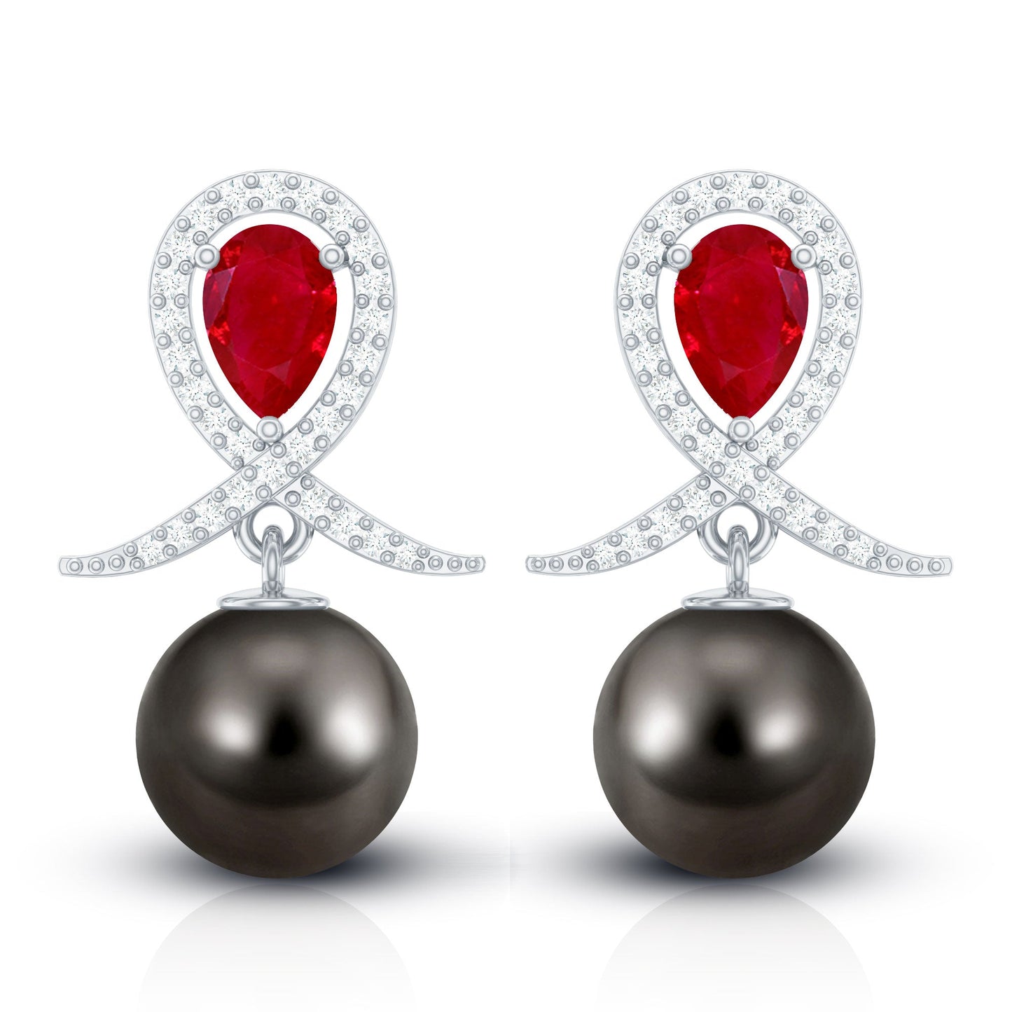 Enduring Passion in Sickness & Wealth | Tahitian Pearl & Ruby Drop Earrings