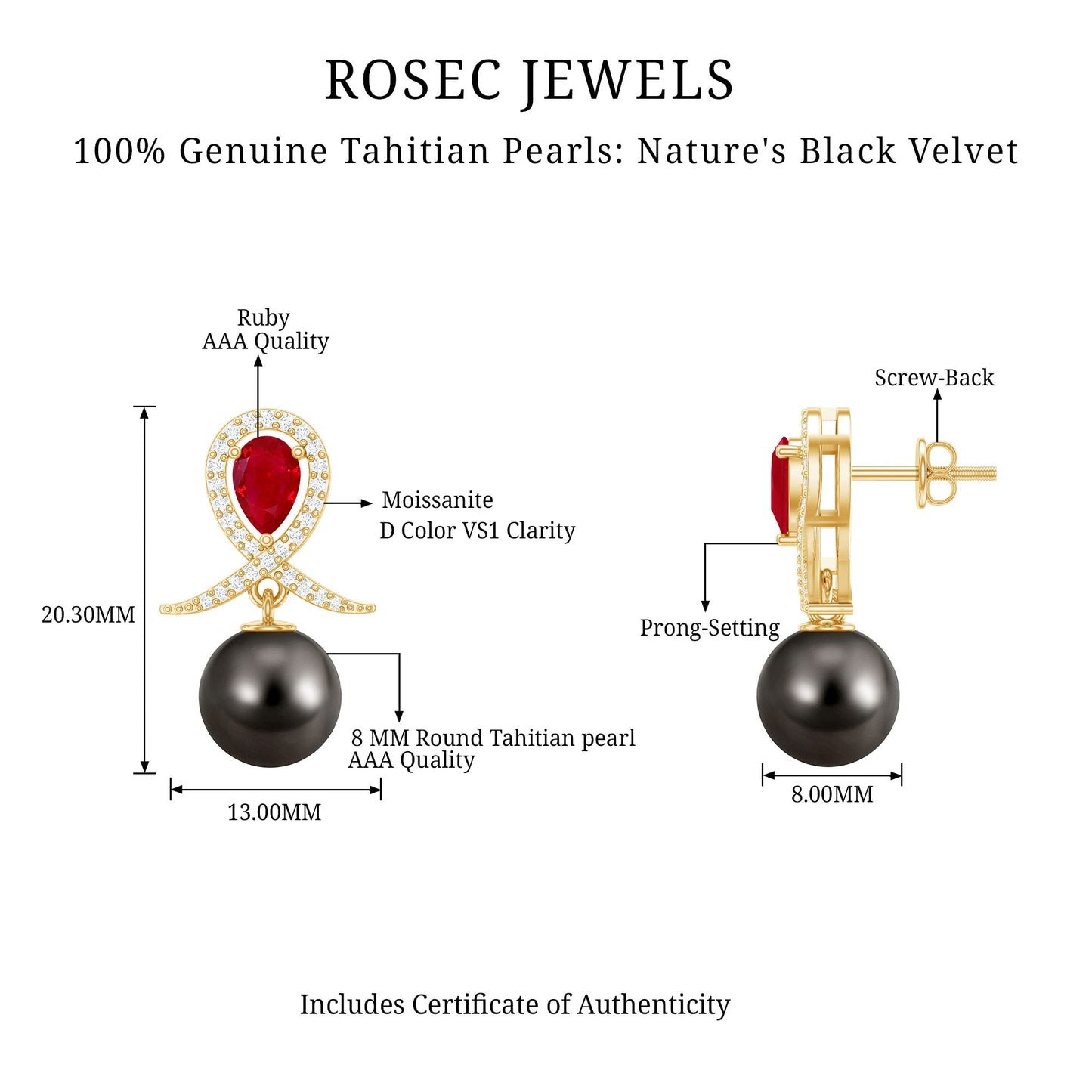 Enduring Passion in Sickness & Wealth | Tahitian Pearl & Ruby Drop Earrings
