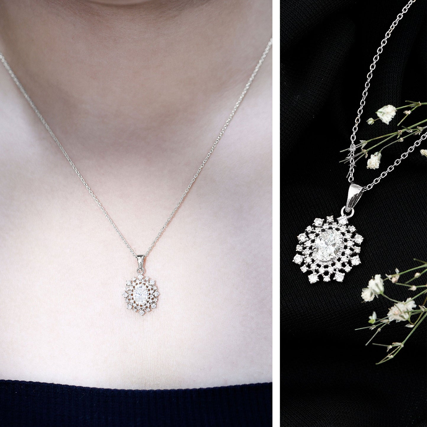 Here Comes the Halo Sun Bridal Necklace