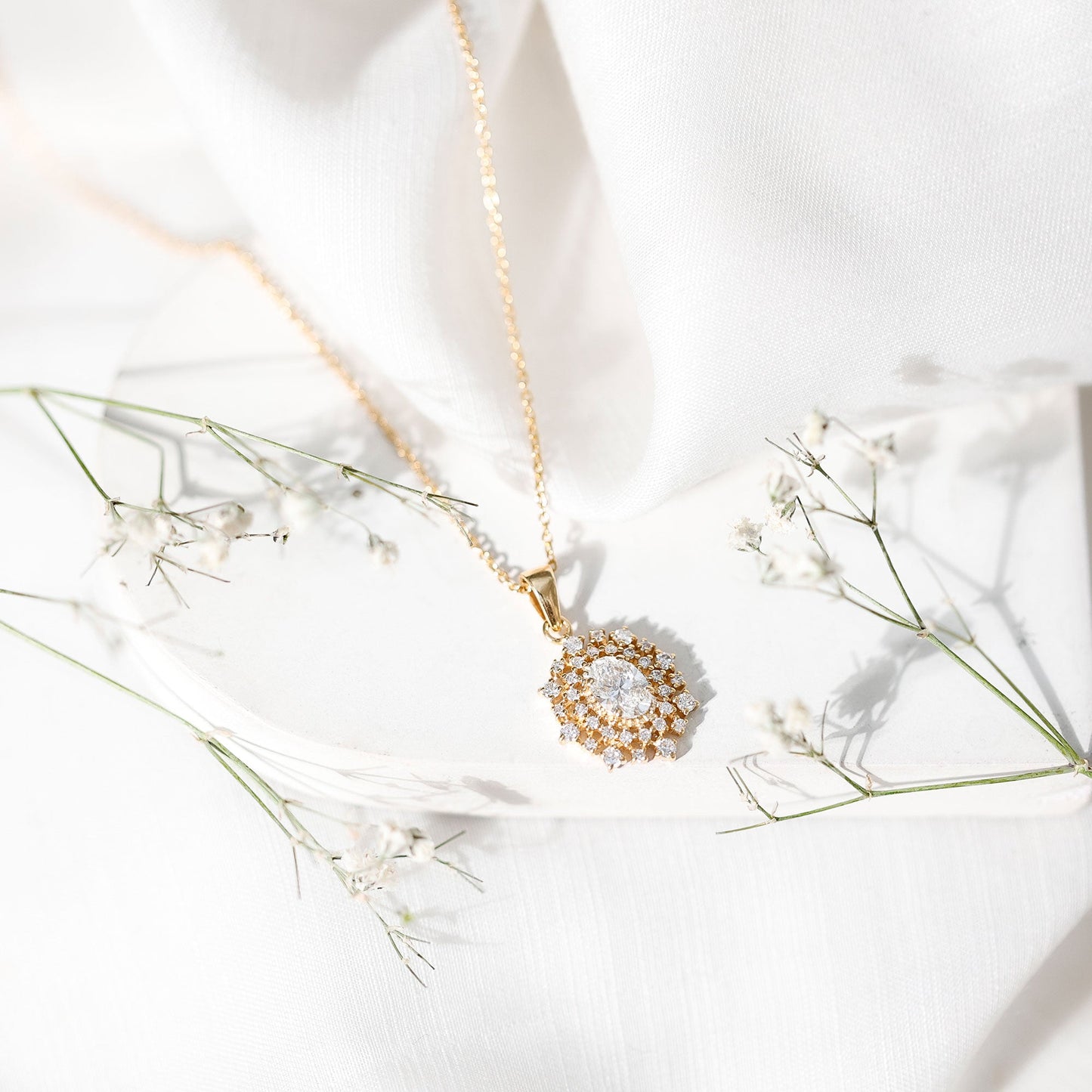 Here Comes the Halo Sun Bridal Necklace