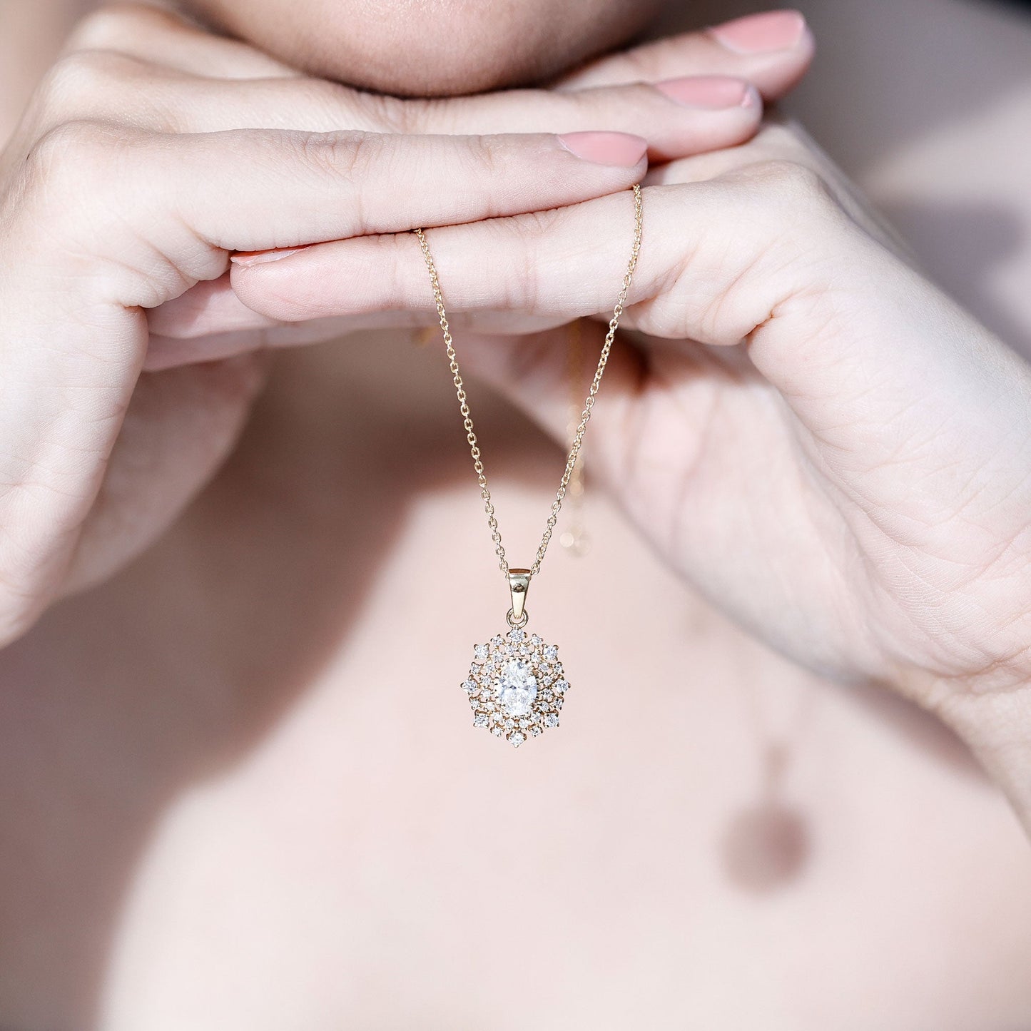 Here Comes the Halo Sun Bridal Necklace