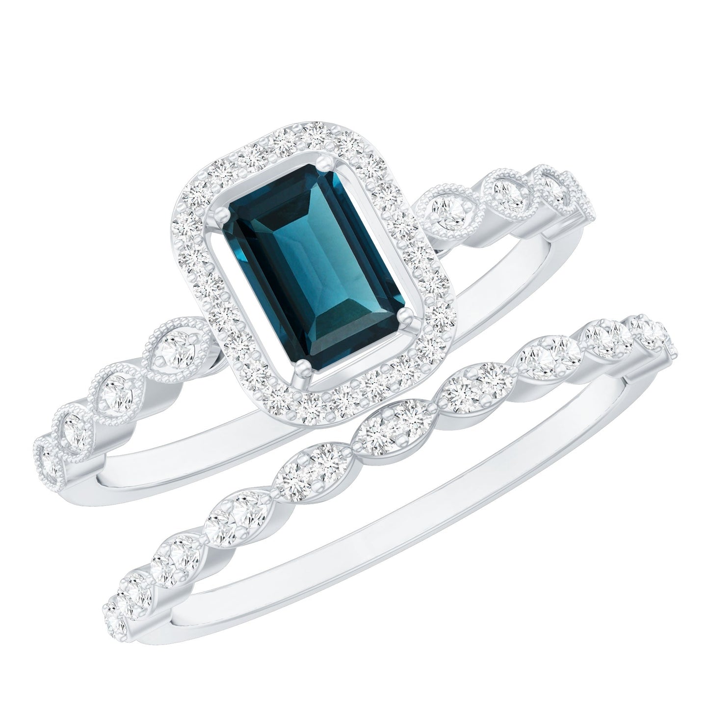Blue Azure Splendour Ring Set