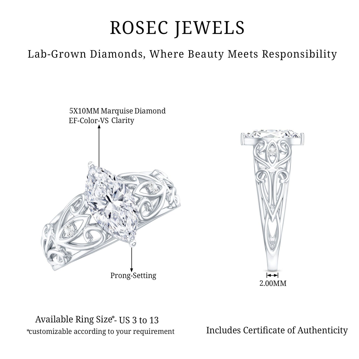 The Lady Elizabeth Marquise Lab-Grown Diamond Ring