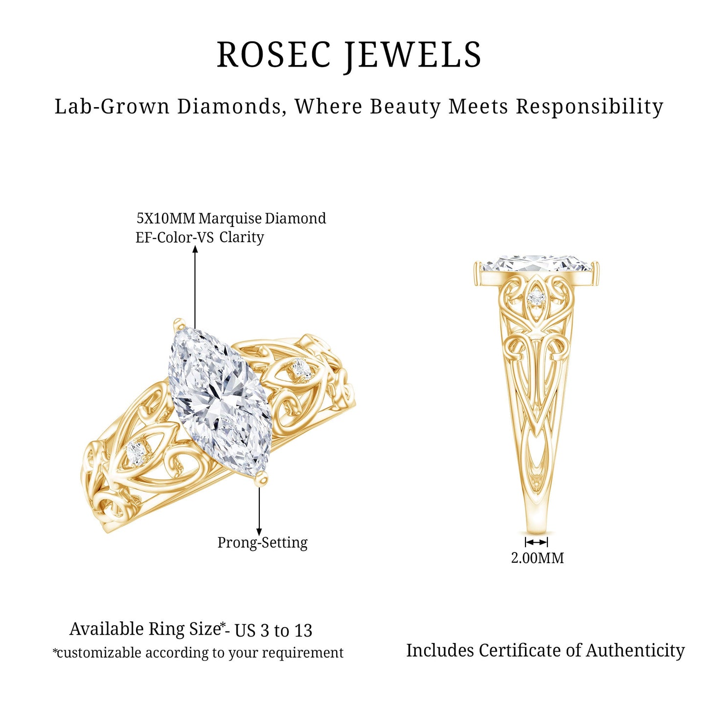 The Lady Elizabeth Marquise Lab-Grown Diamond Ring