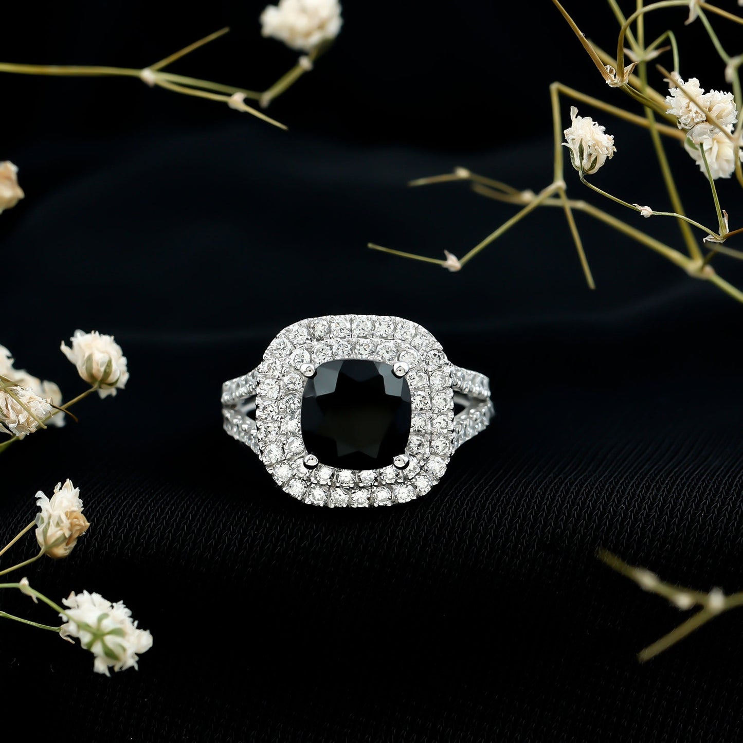 Are You Ready For It: In The Middle Of The Night Black Onyx Diamond Halo Ring