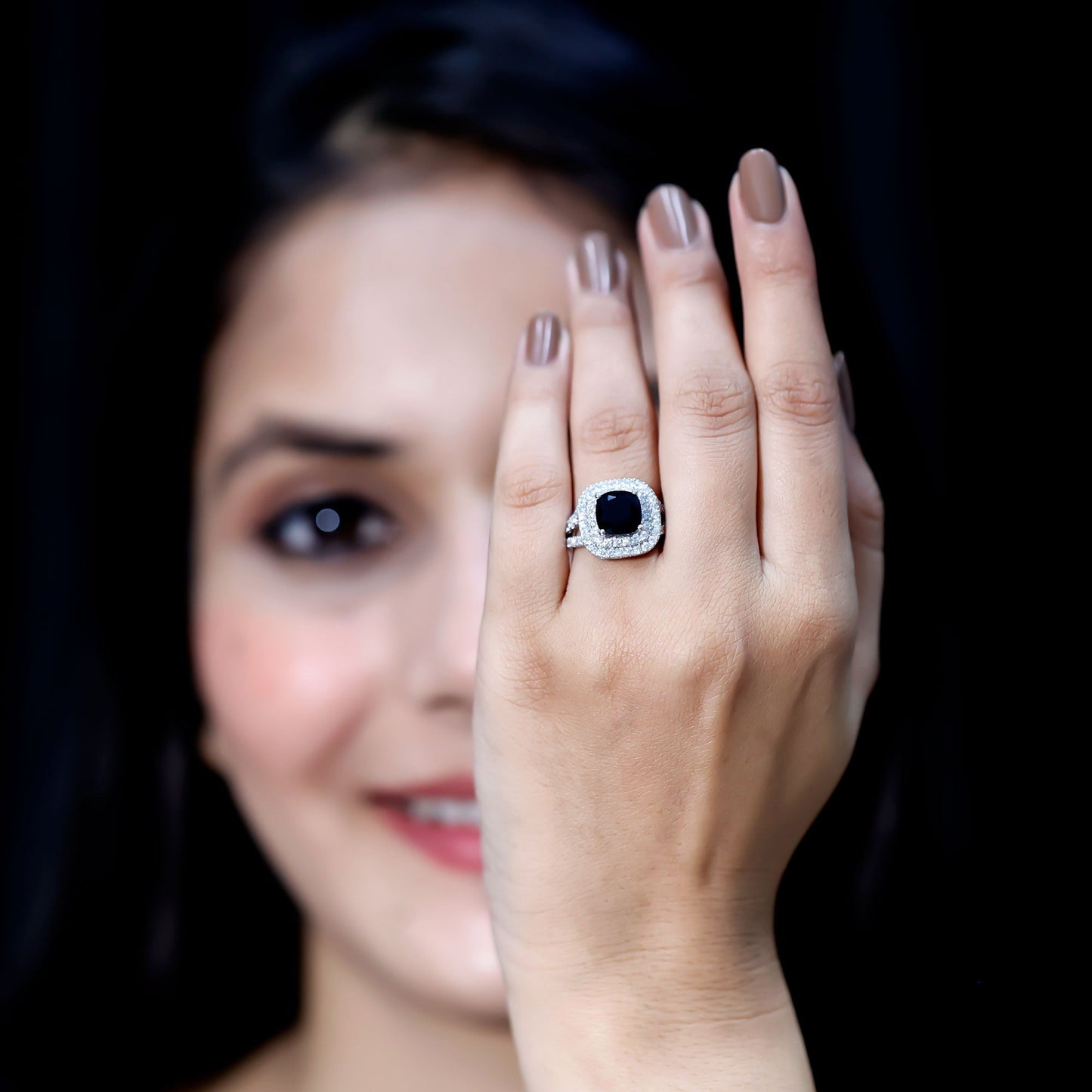 Are You Ready For It: In The Middle Of The Night Black Onyx Diamond Halo Ring