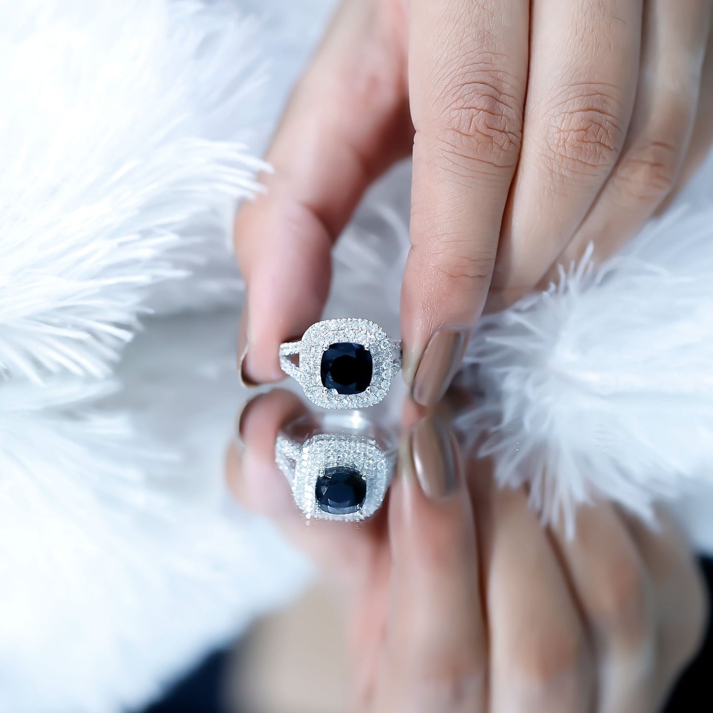 Are You Ready For It: In The Middle Of The Night Black Onyx Diamond Halo Ring