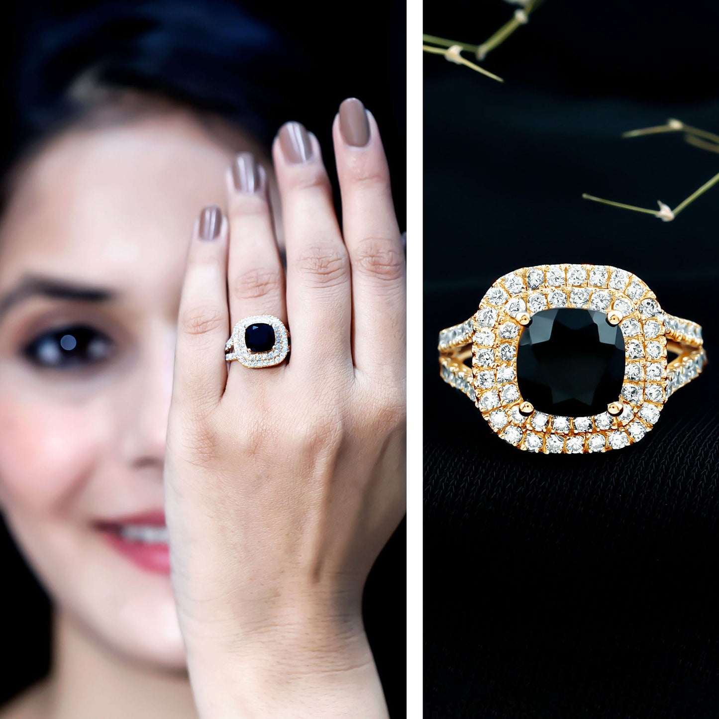 Are You Ready For It: In The Middle Of The Night Black Onyx Diamond Halo Ring
