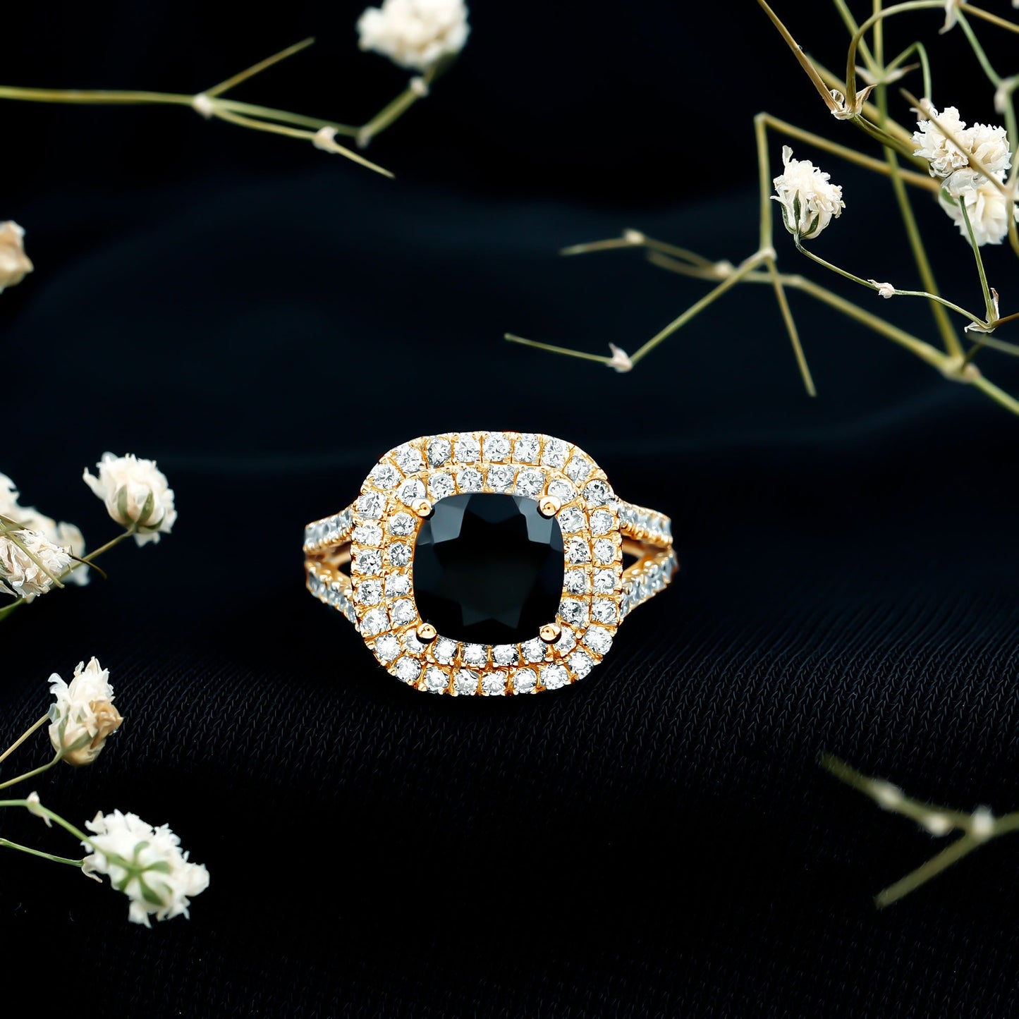 Are You Ready For It: In The Middle Of The Night Black Onyx Diamond Halo Ring