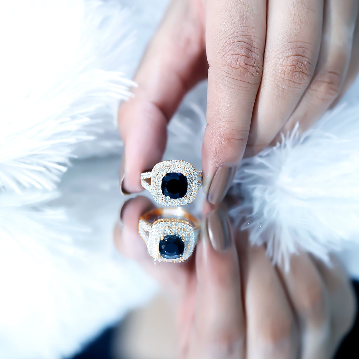 Are You Ready For It: In The Middle Of The Night Black Onyx Diamond Halo Ring