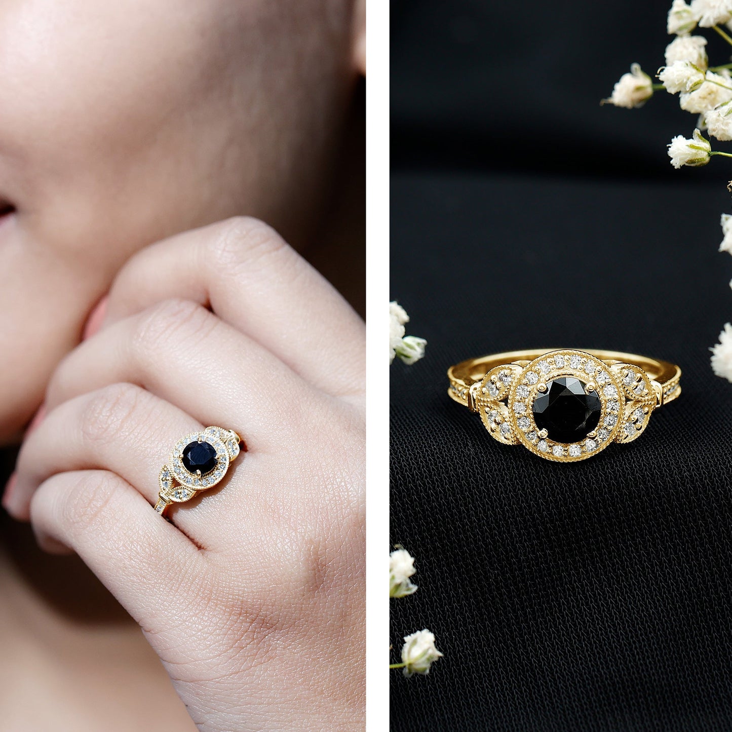 The Shadowed Falcon | Royal Black Diamond Engagement Ring