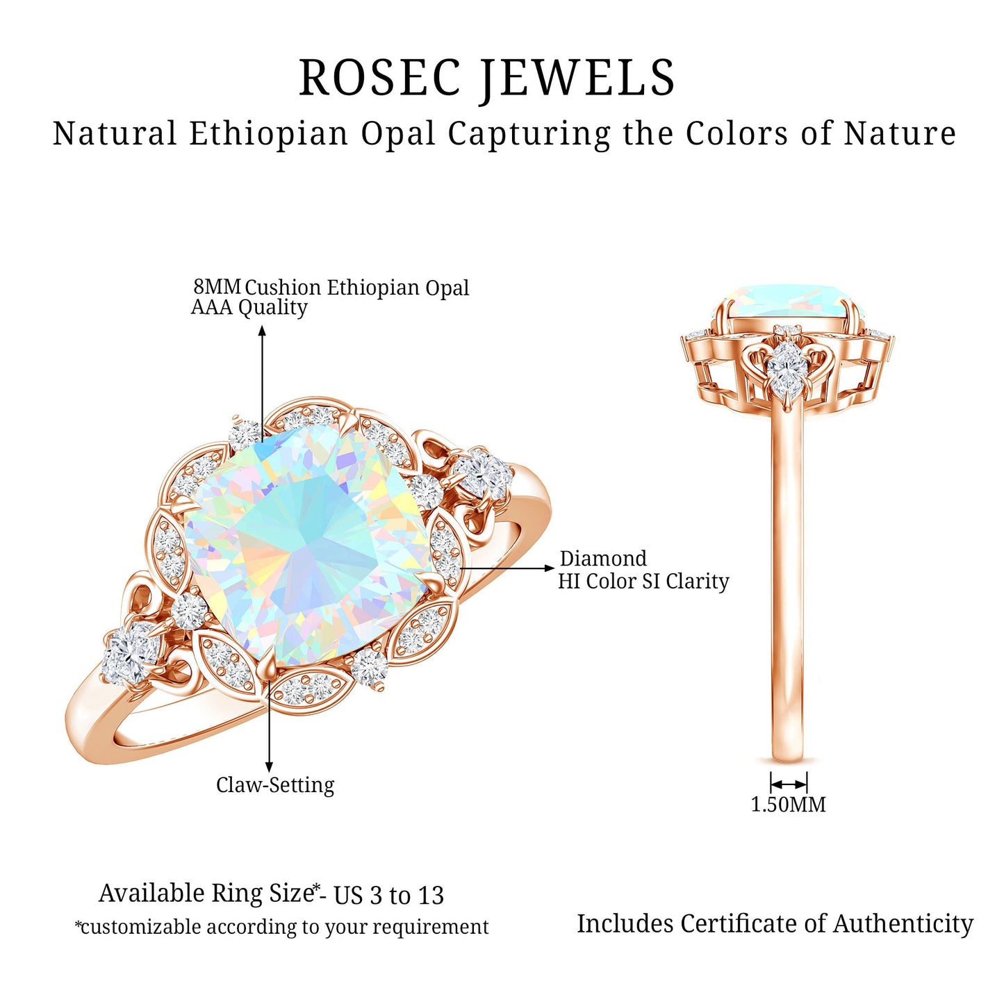 "My Sunne Amidst the Clowdes" Ethiopian Opal Ring