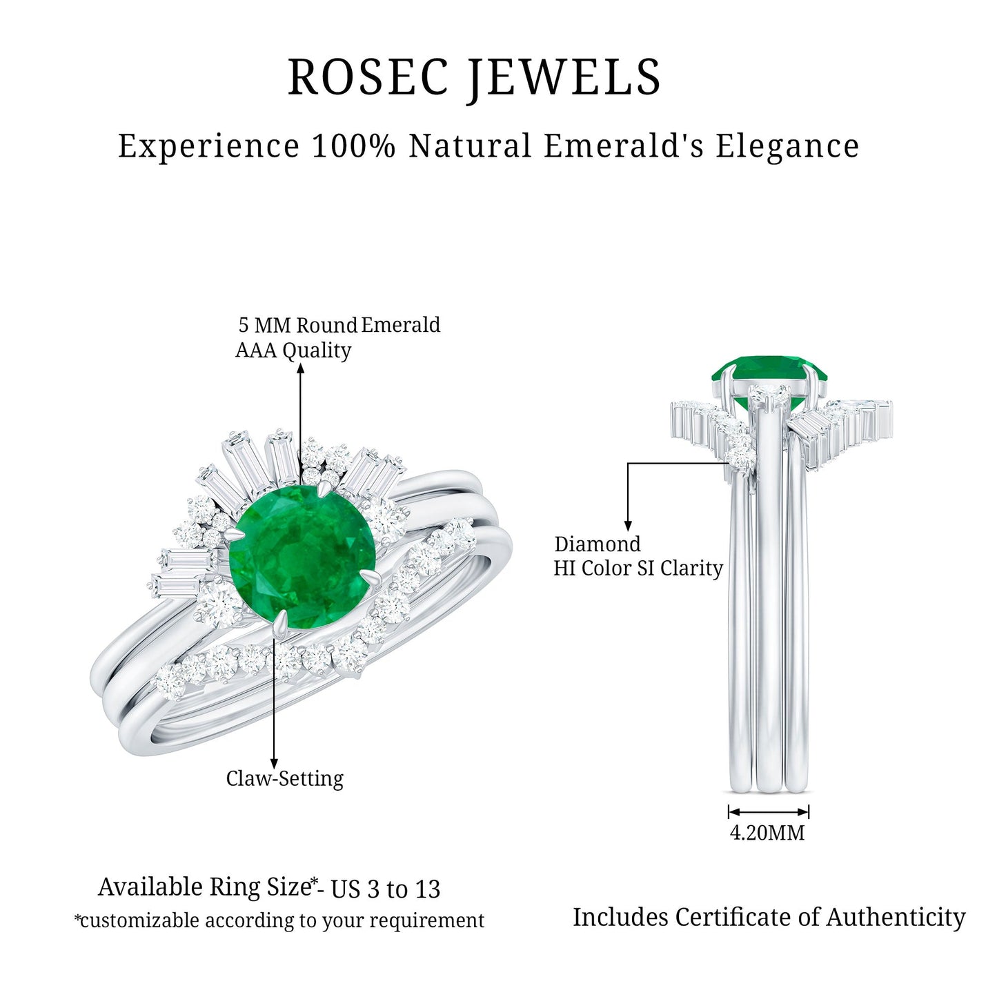 The Virgin Emerald Oath Ring Set