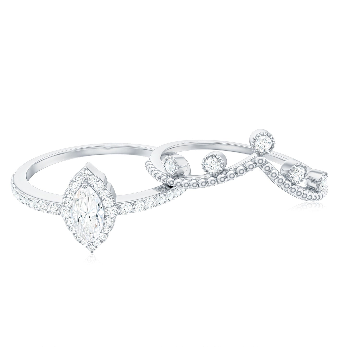 His Holy Angels Betrothal Wedding Ring Set