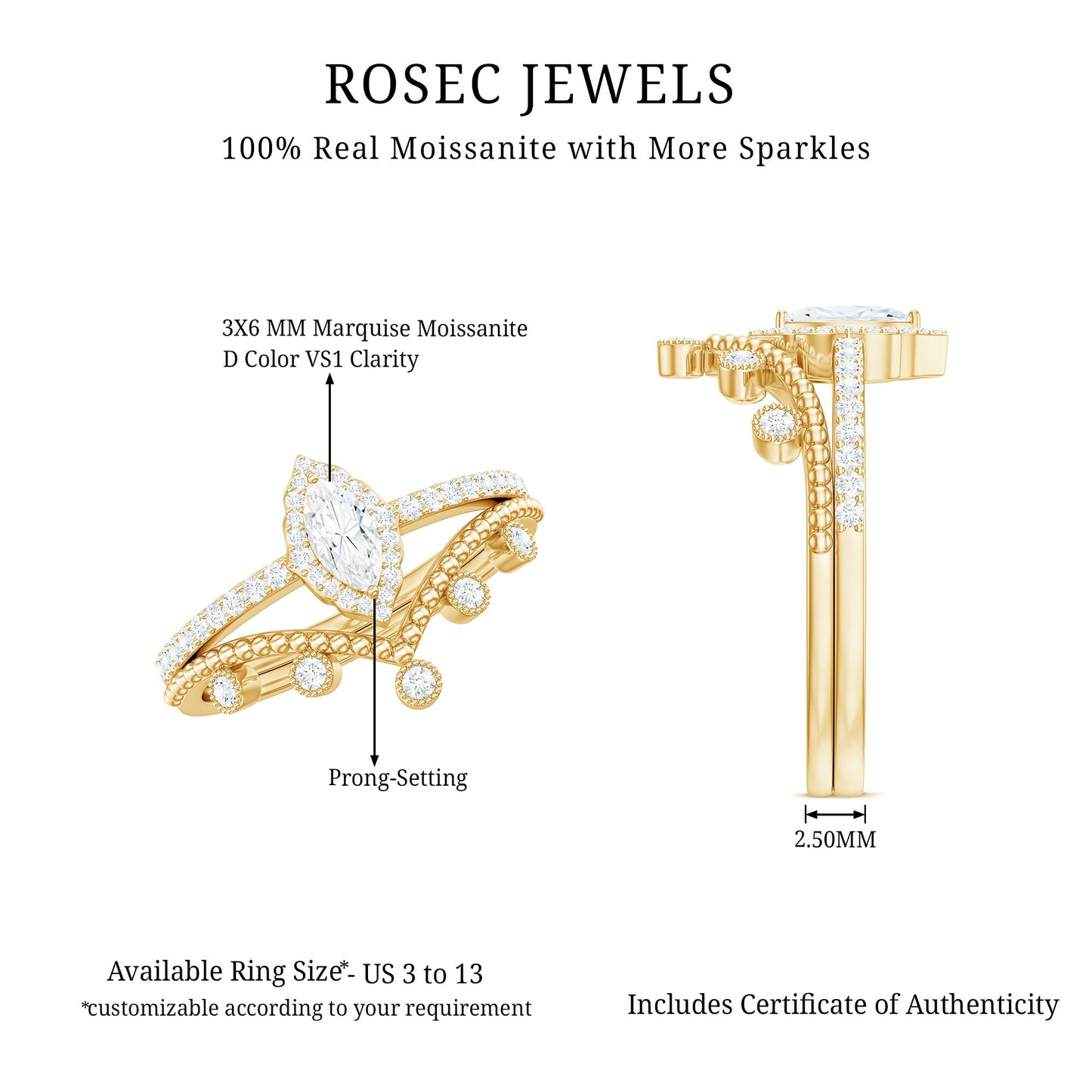 His Holy Angels Betrothal Wedding Ring Set