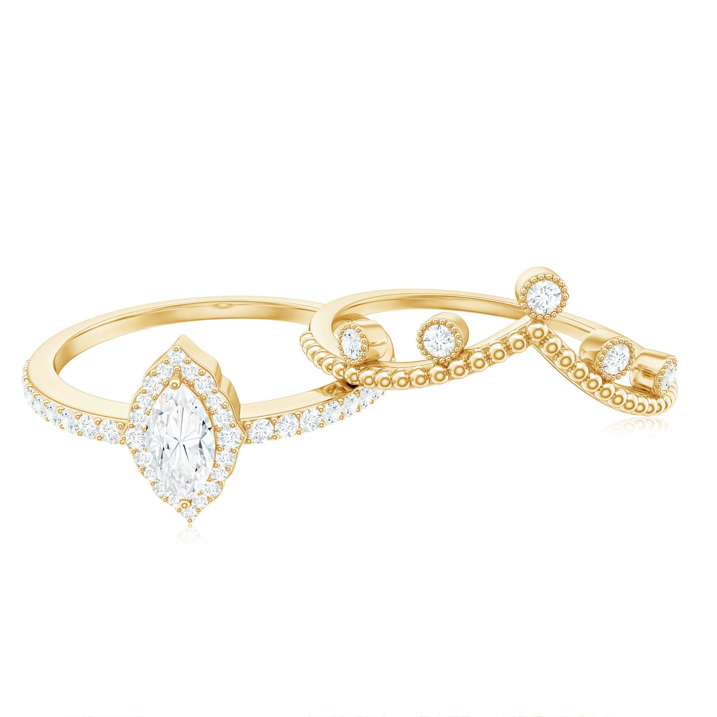His Holy Angels Betrothal Wedding Ring Set