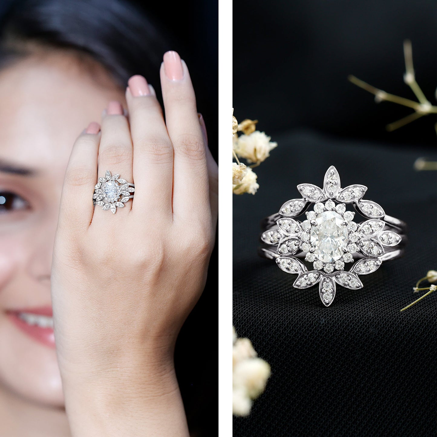 The Whitehall Crown Moissanite Set
