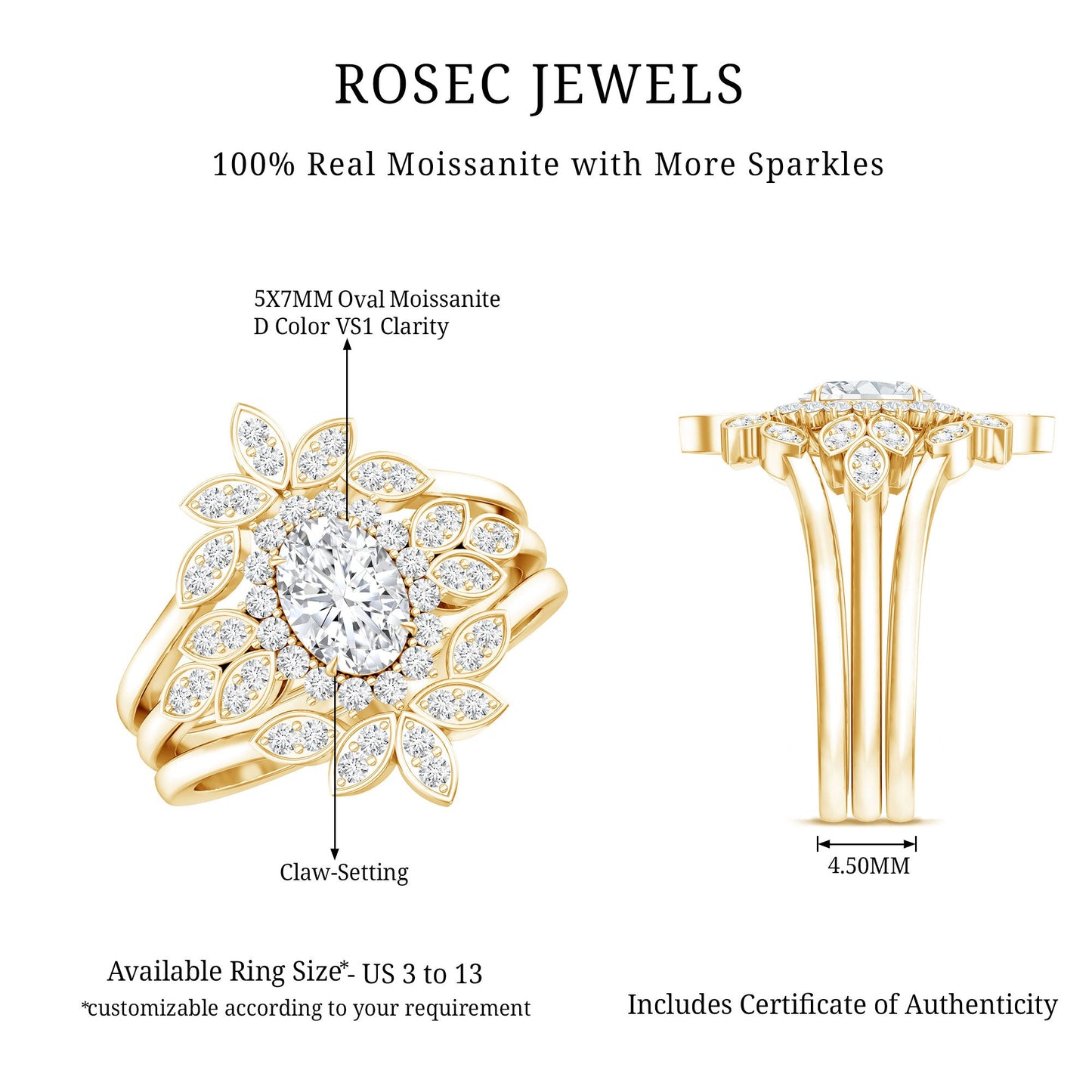 The Whitehall Crown Moissanite Set