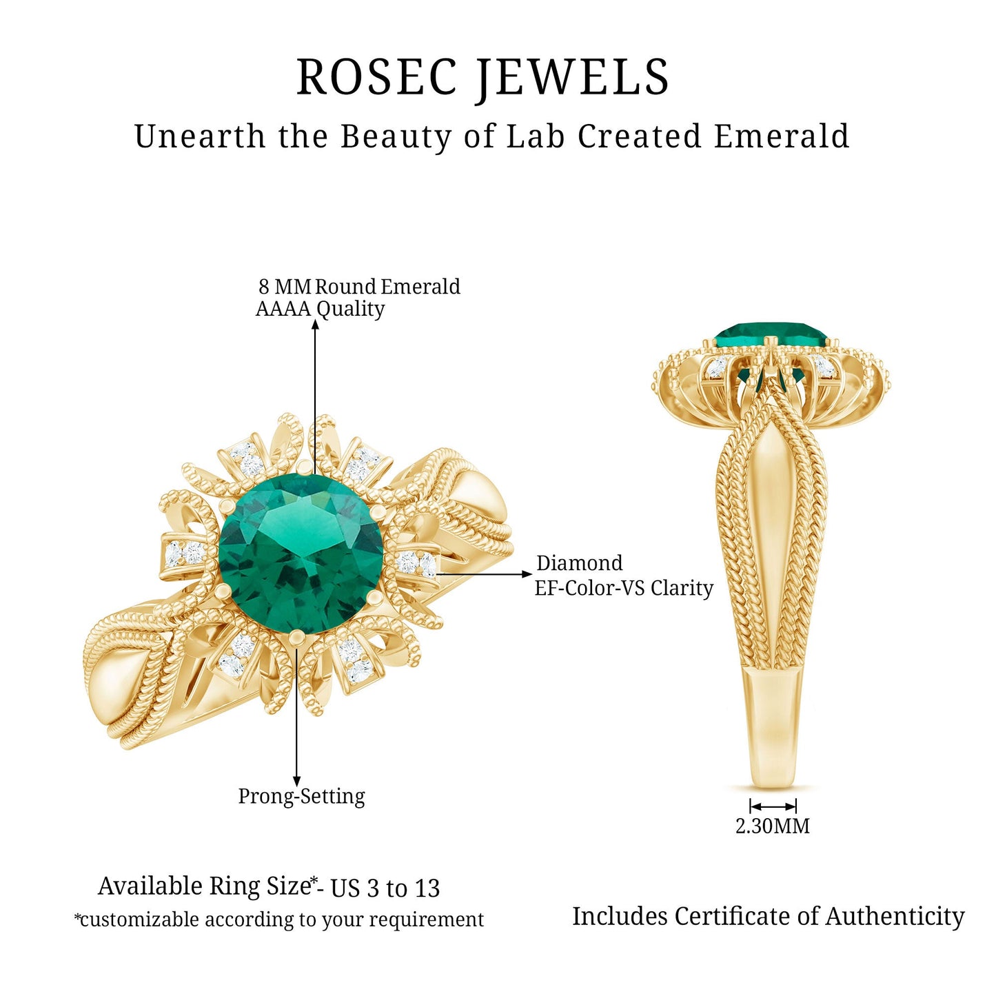 Emerald Bloom | Rose of Windsor Diamond Fleur Ring