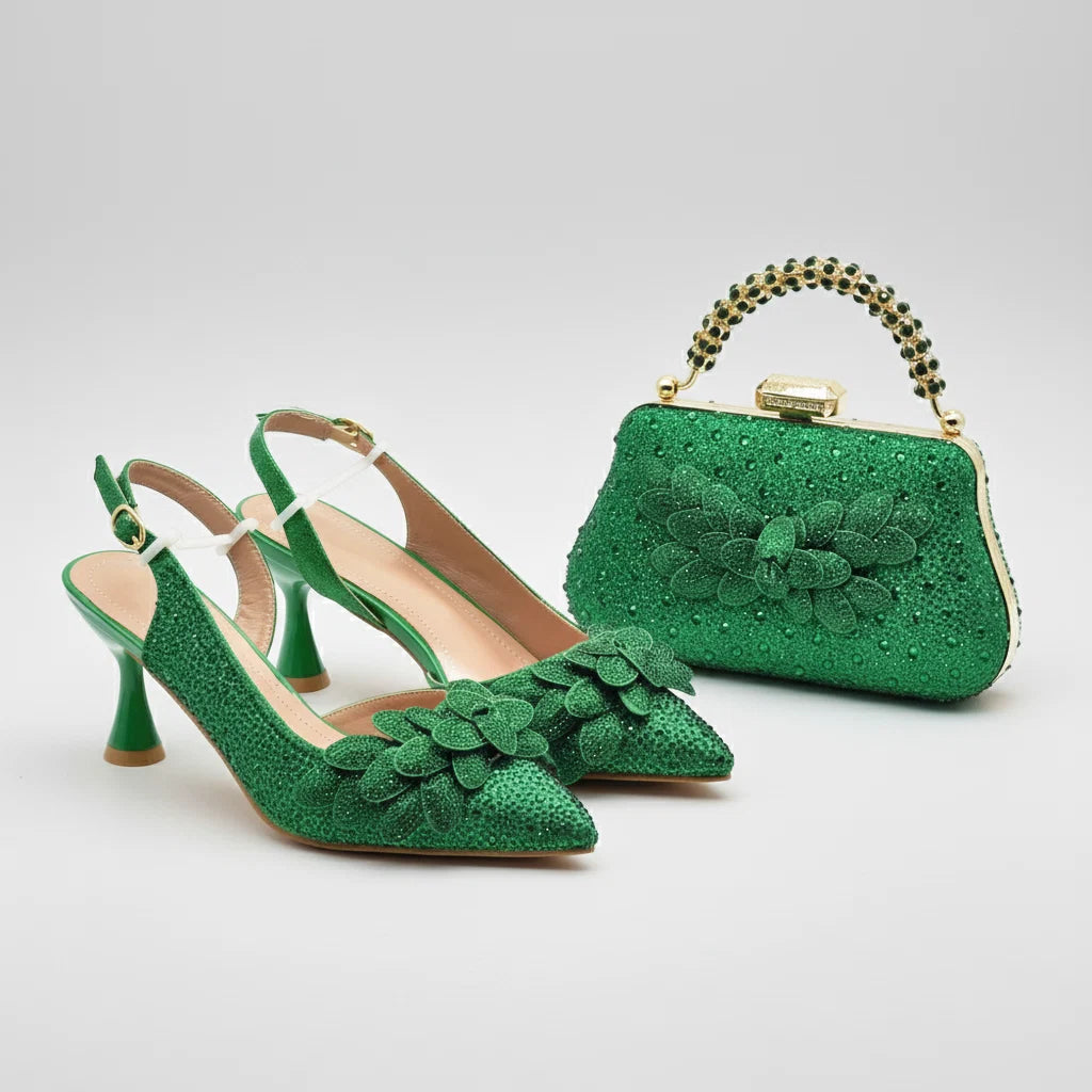 Women's Wedding Pointed Toe Shoes and Bag Set- ED123