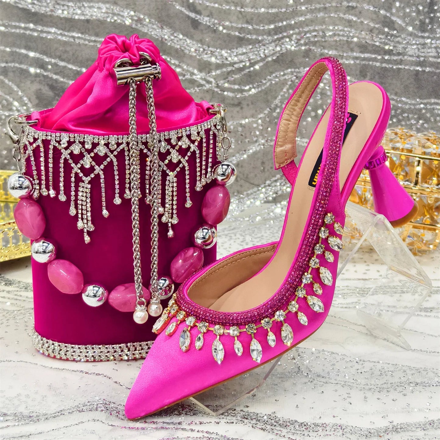 Latest Women Heels Shoes and Bags Set - ED-67