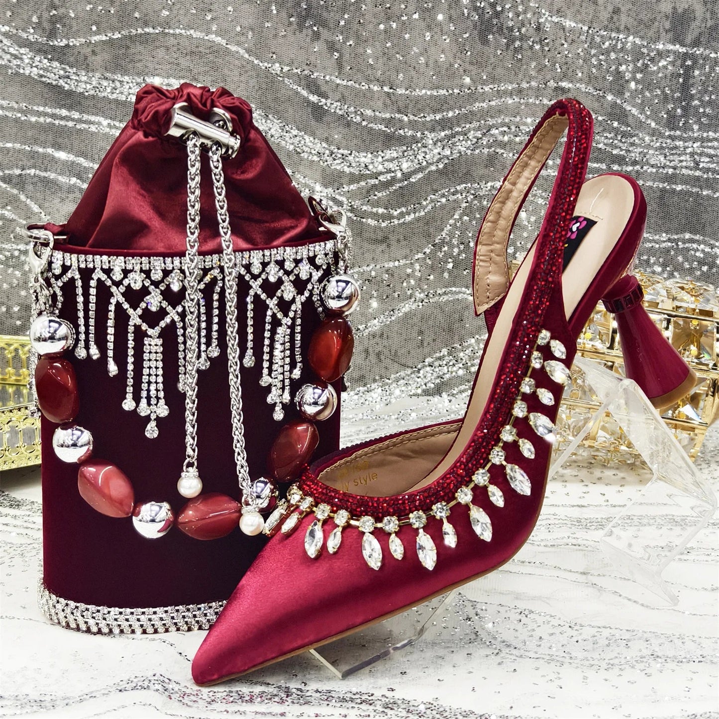 Latest Women Heels Shoes and Bags Set - ED-67