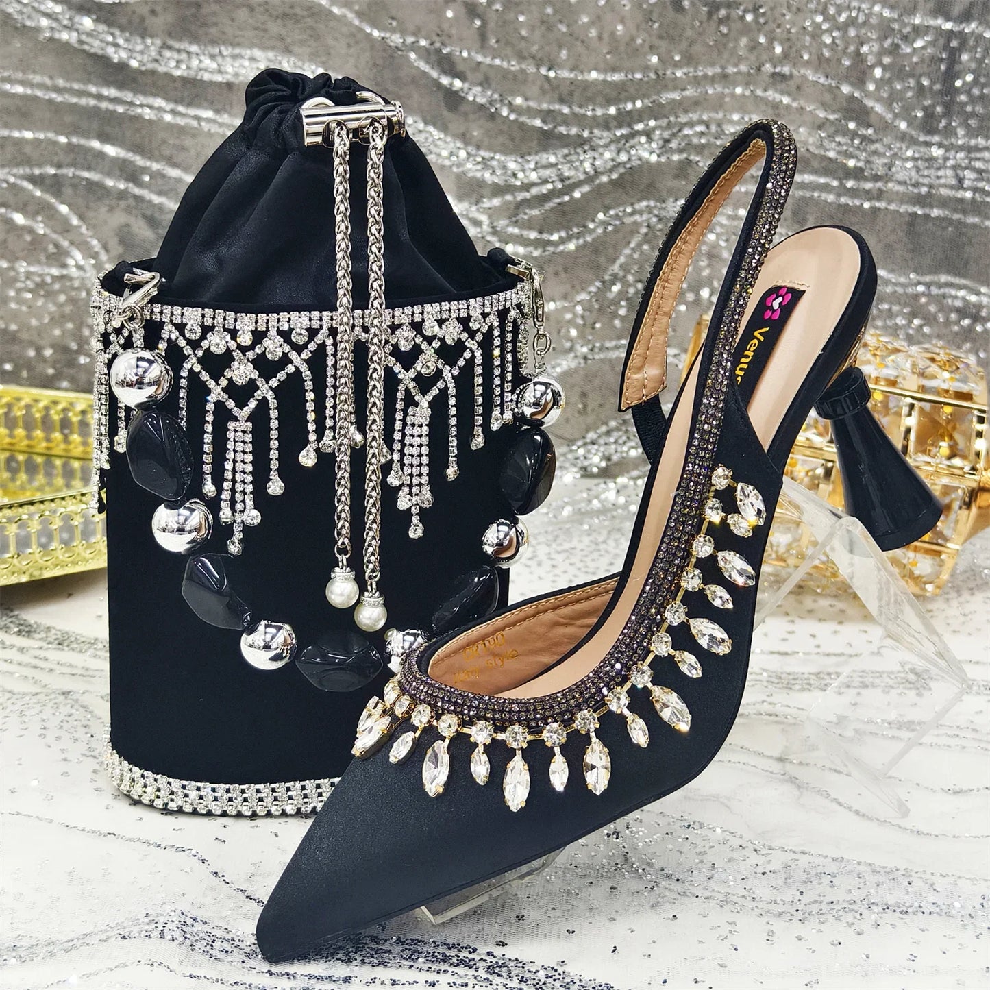 Latest Women Heels Shoes and Bags Set - ED-67