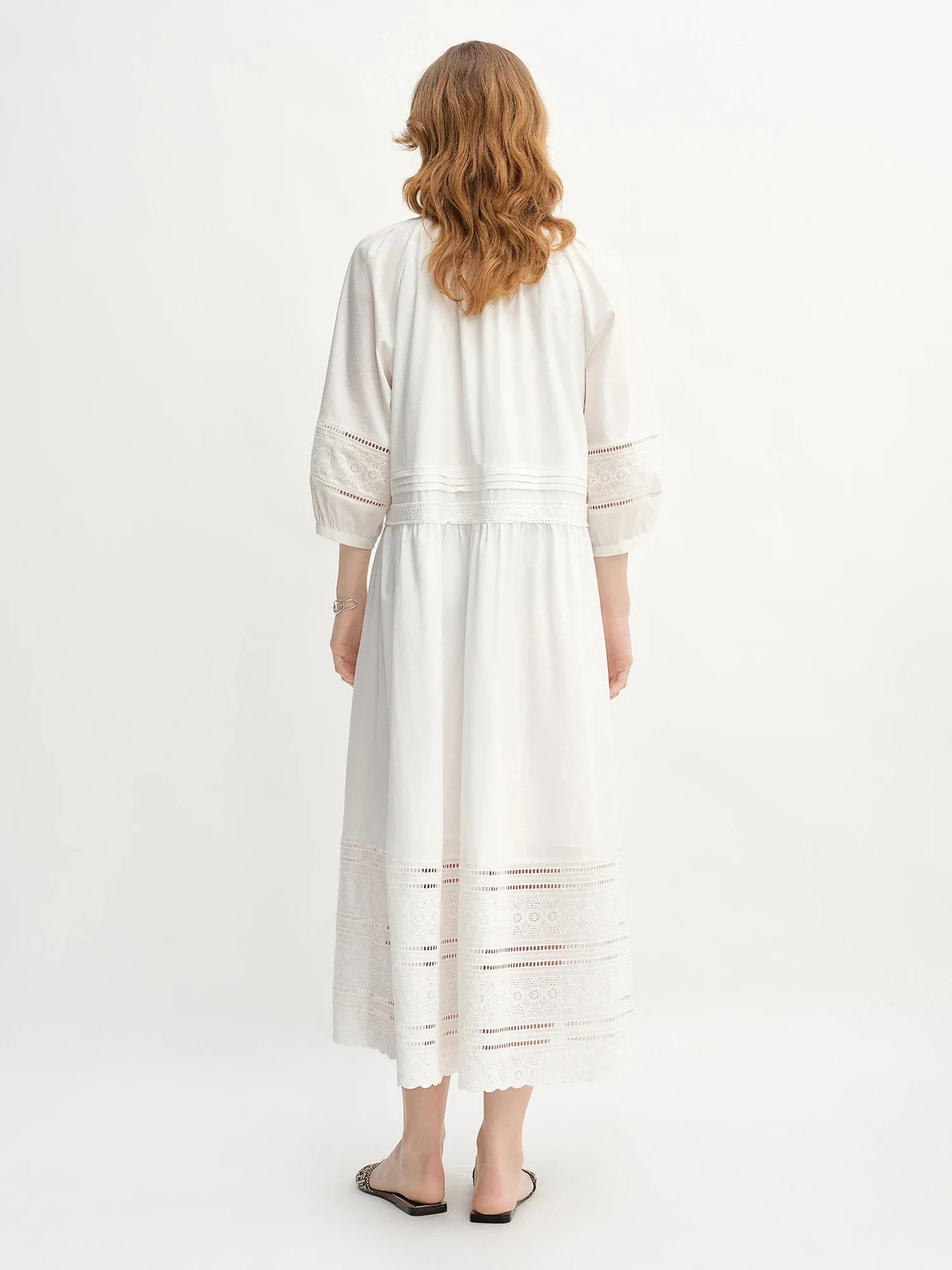 Vintage Embroidered Lace Maxi Dress Autumn Style