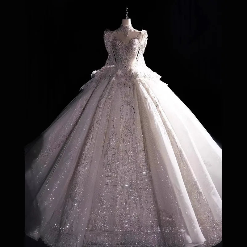 White Long Sleeved High-end Wedding Dress EDW2309