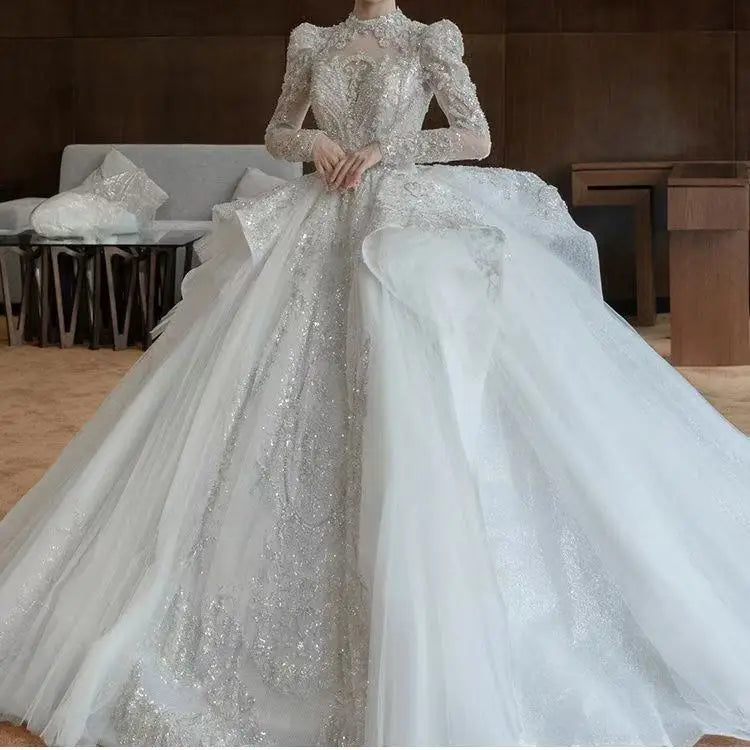 High-Quality Wedding Gown With Floral Pattern EDL876