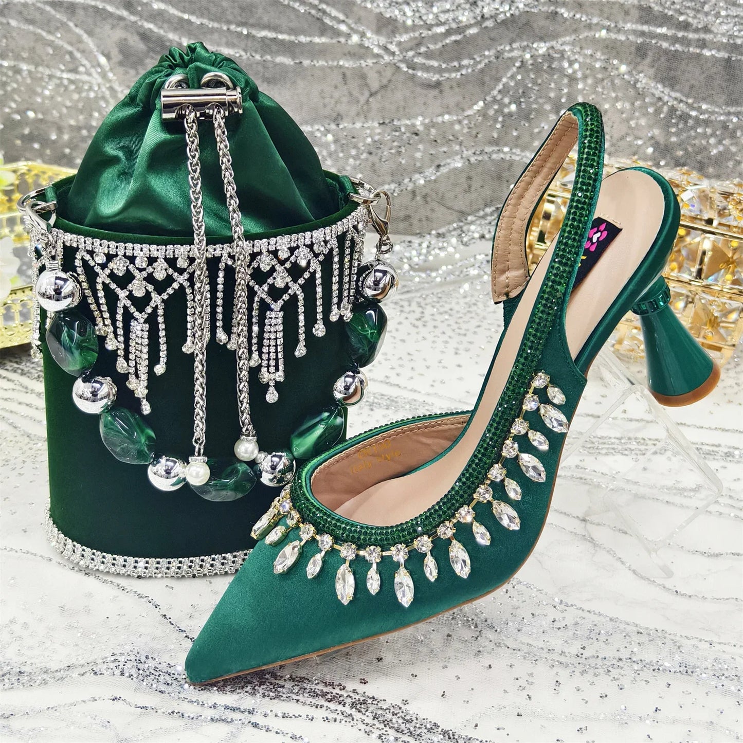 Latest Women Heels Shoes and Bags Set - ED-67