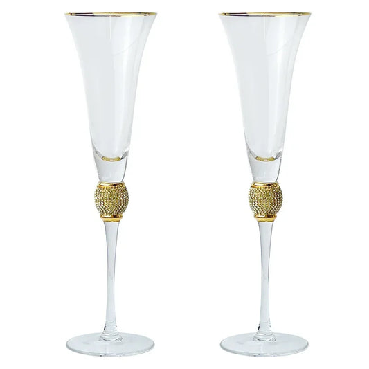 2Pcs Creative Gold Rimmed Glass Cup Red Wine Cocktail Champagne Whiskey Glass Drink Cup Bar Party Goblet Wedding Supplies Gift