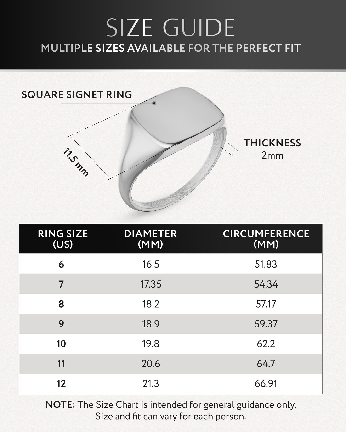 Silver Square Signet Rings (Polished)