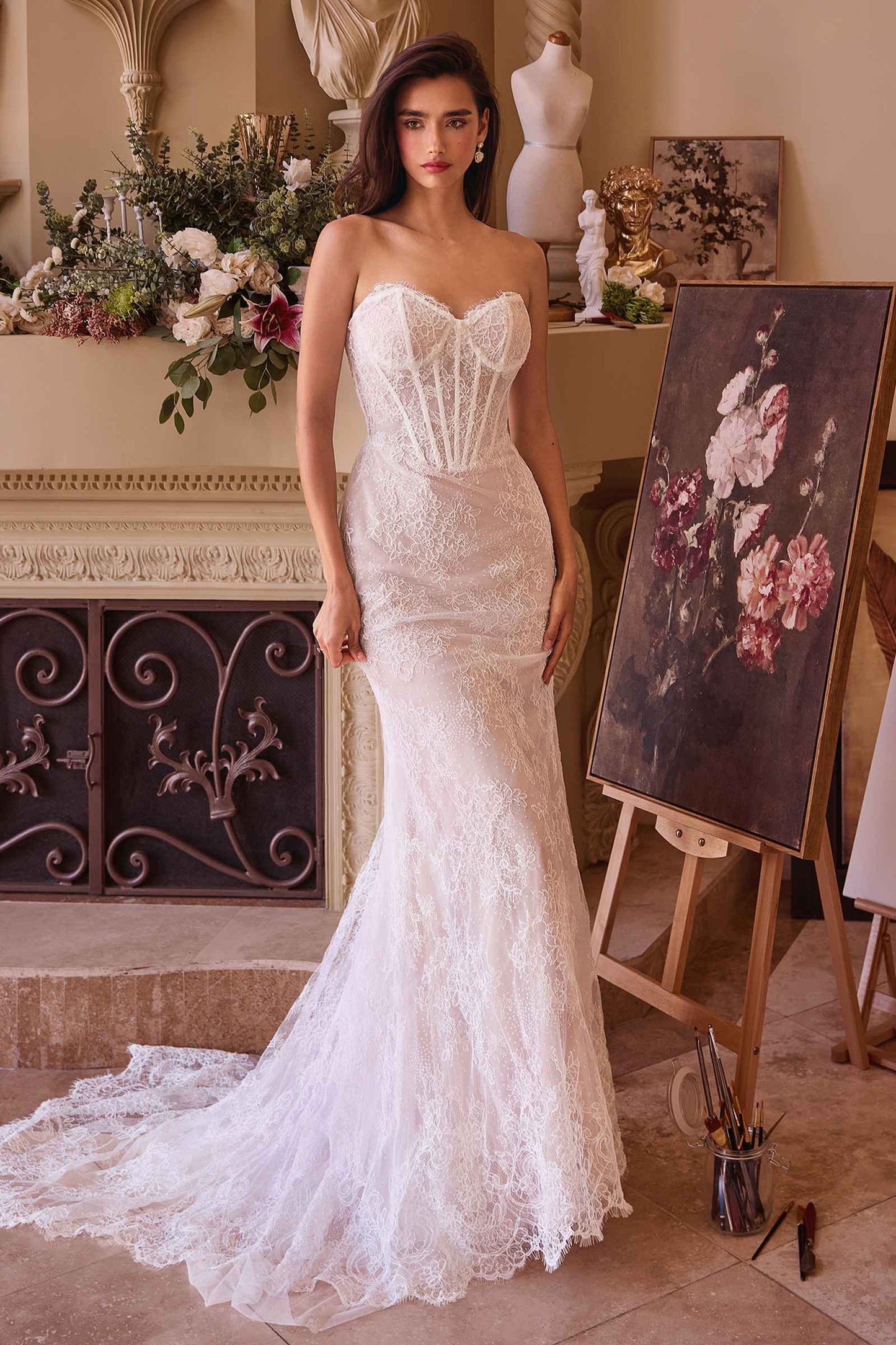 The Catherine Lace Corset Gown & Removable Overskirt