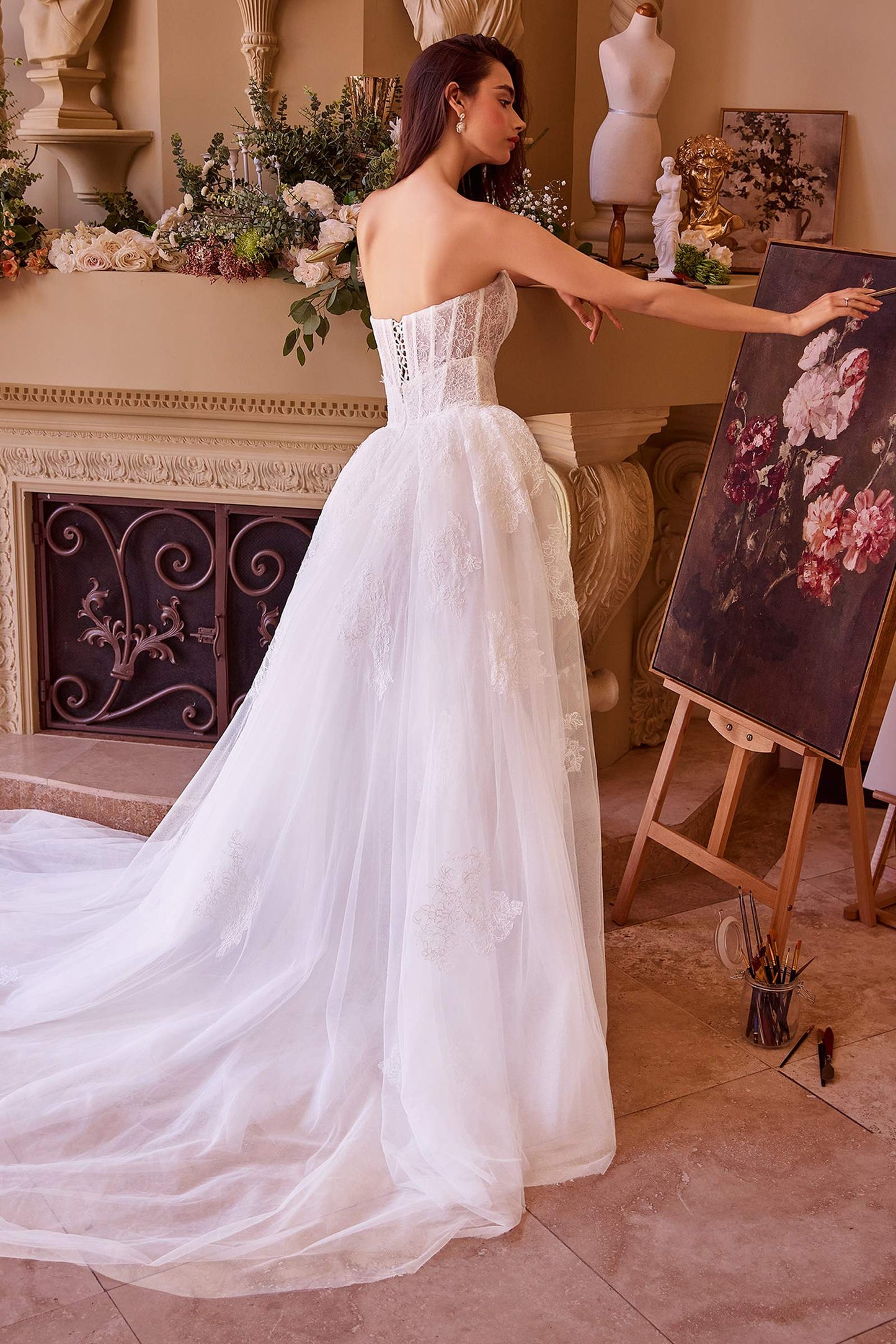 The Catherine Lace Corset Gown & Removable Overskirt