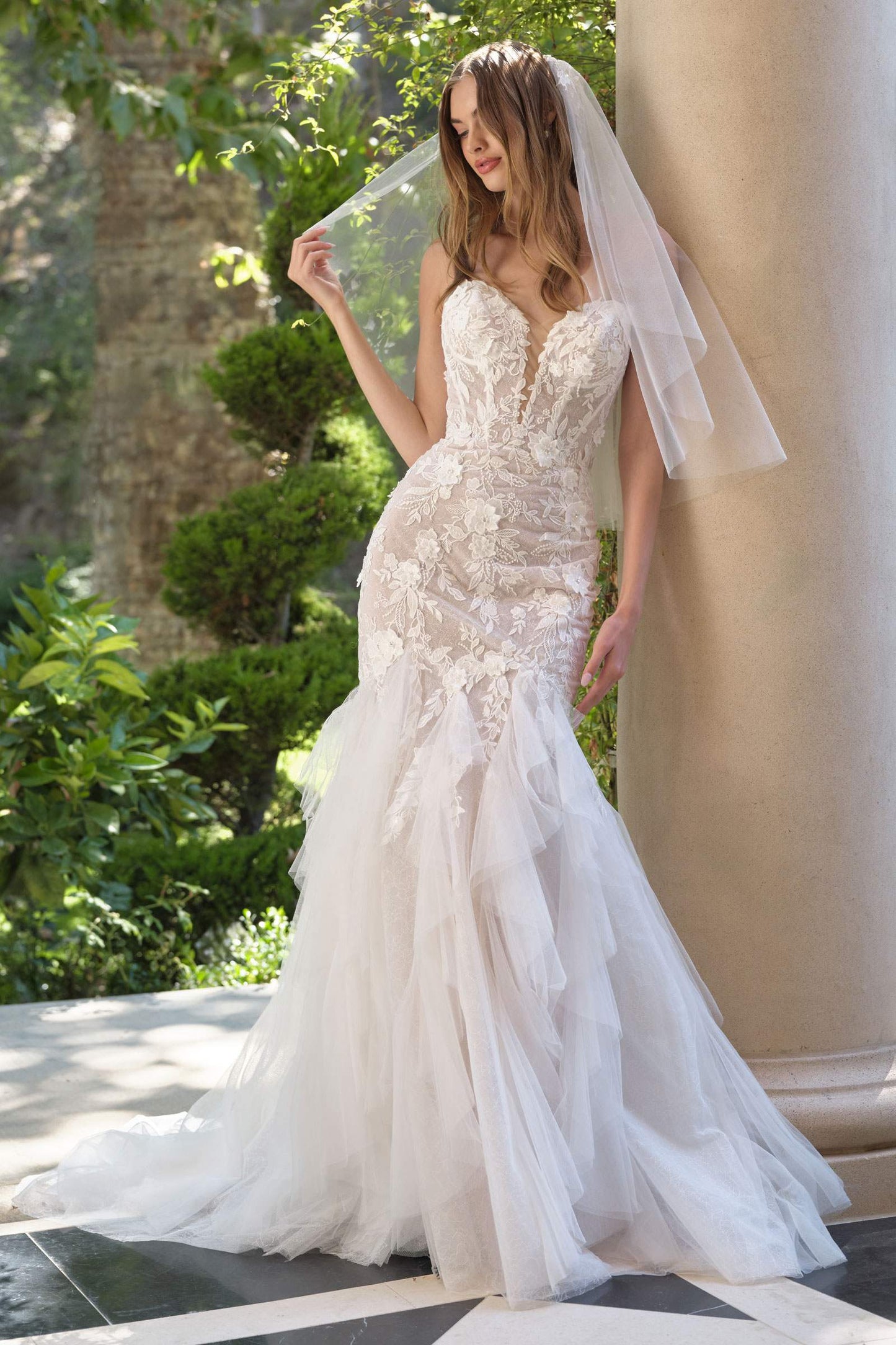 Crown Me Jealous | 3D Floral Lace Wedding Gown with Veil