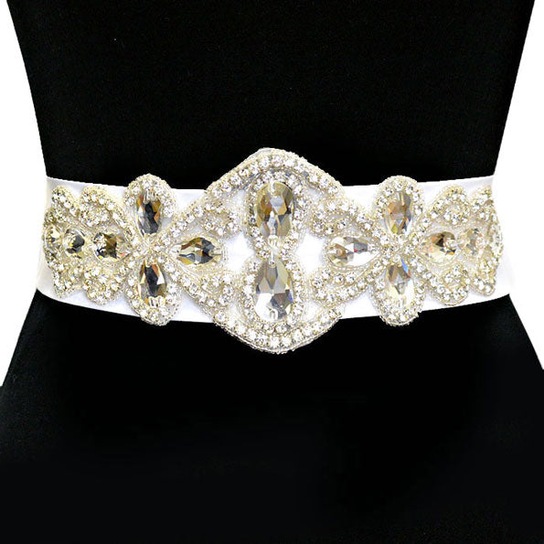 The Queen's Crystal & Bead Ribbon Bridal Belt