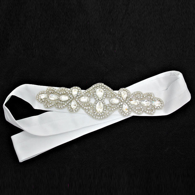 The Queen's Crystal & Bead Ribbon Bridal Belt
