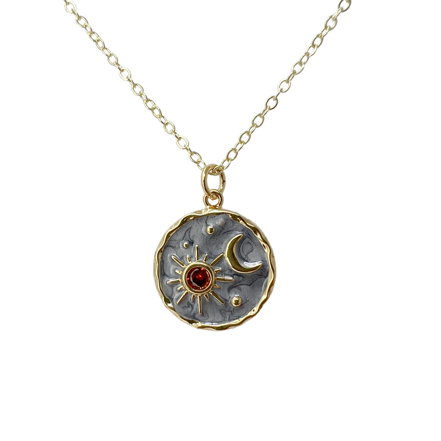 Sun and Moon Necklace Gold Celestial Friendship Coin Pendant Jewelry