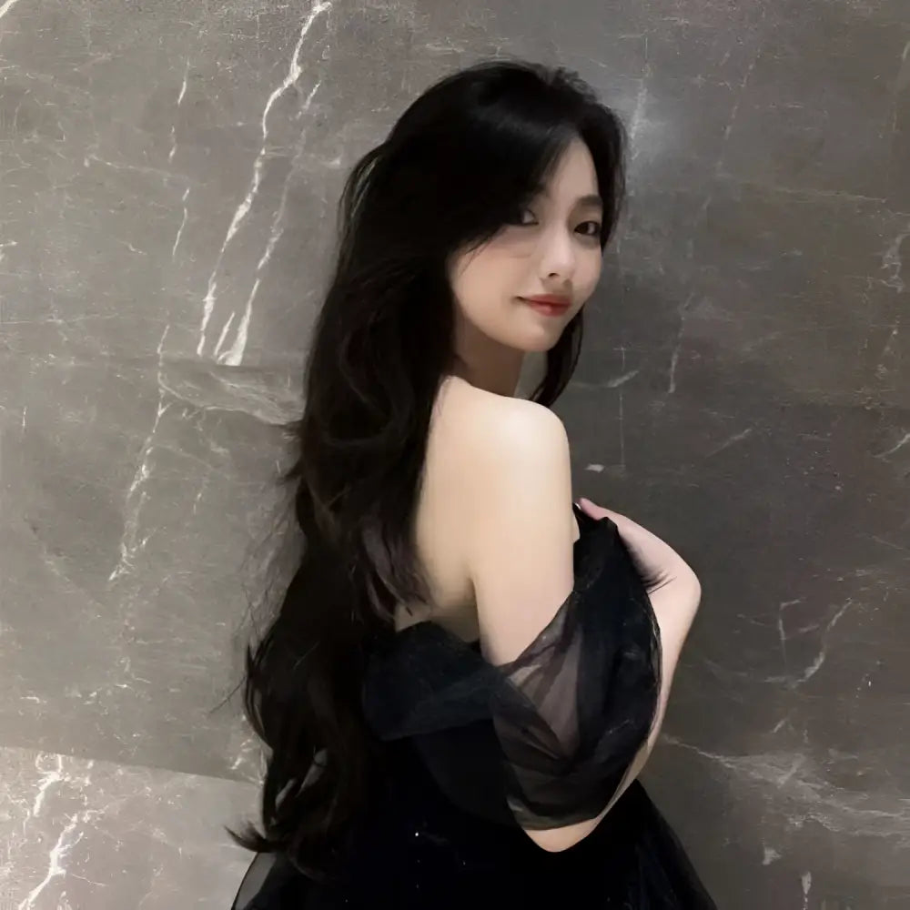 The Jewel House Black Velvet & Tulle Off-the-Shoulder Evening Dress