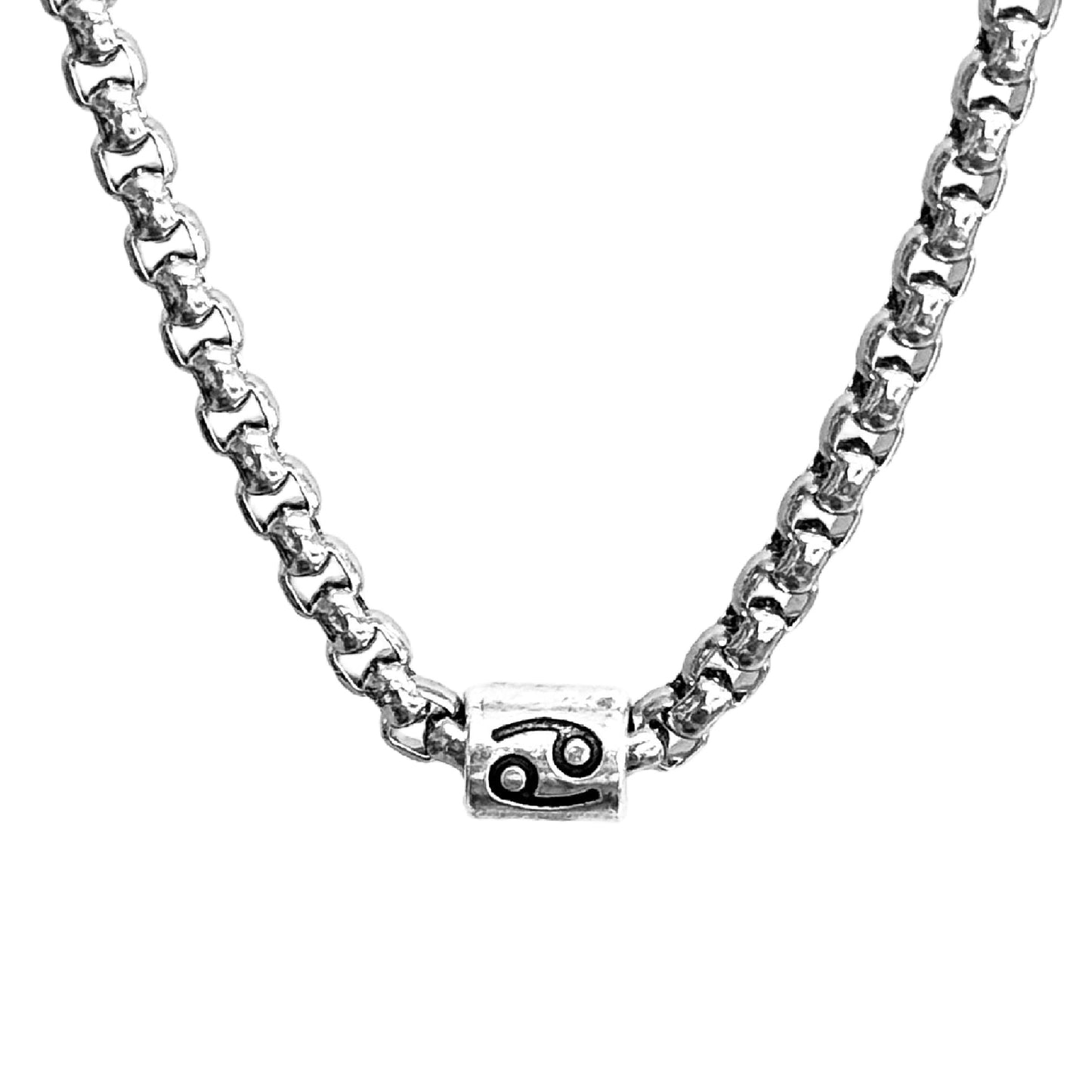 Vintage Zodiac Necklace Stainless Steel Box Chain Astrology Jewelry for Men