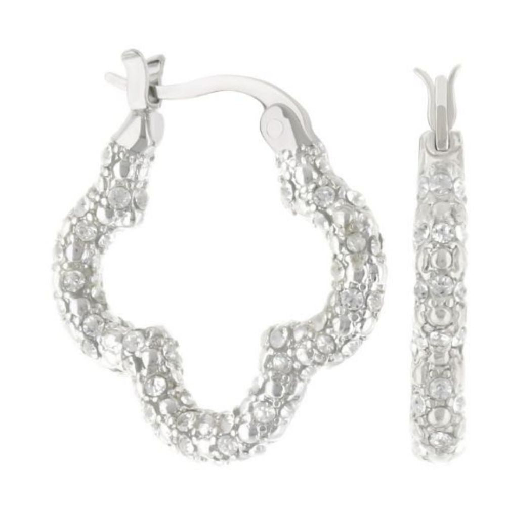 Clover Pave Hoop Earrings
