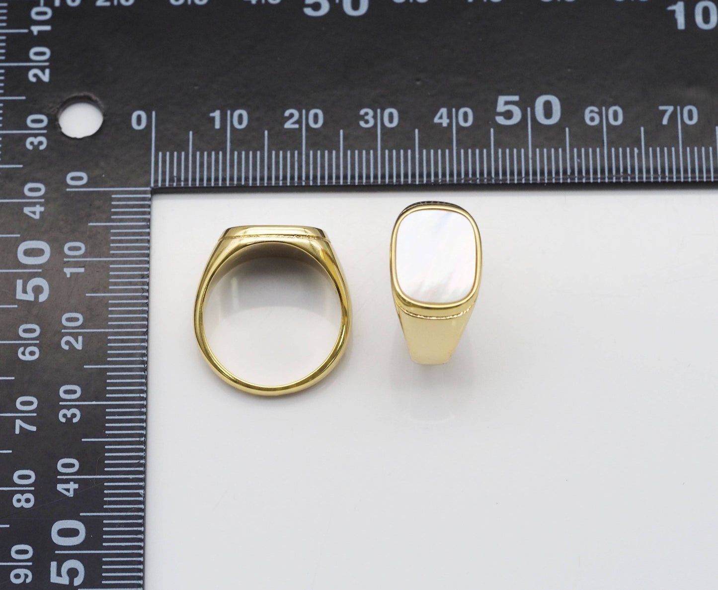 Square Pearl Signet Ring, Sku#ML57