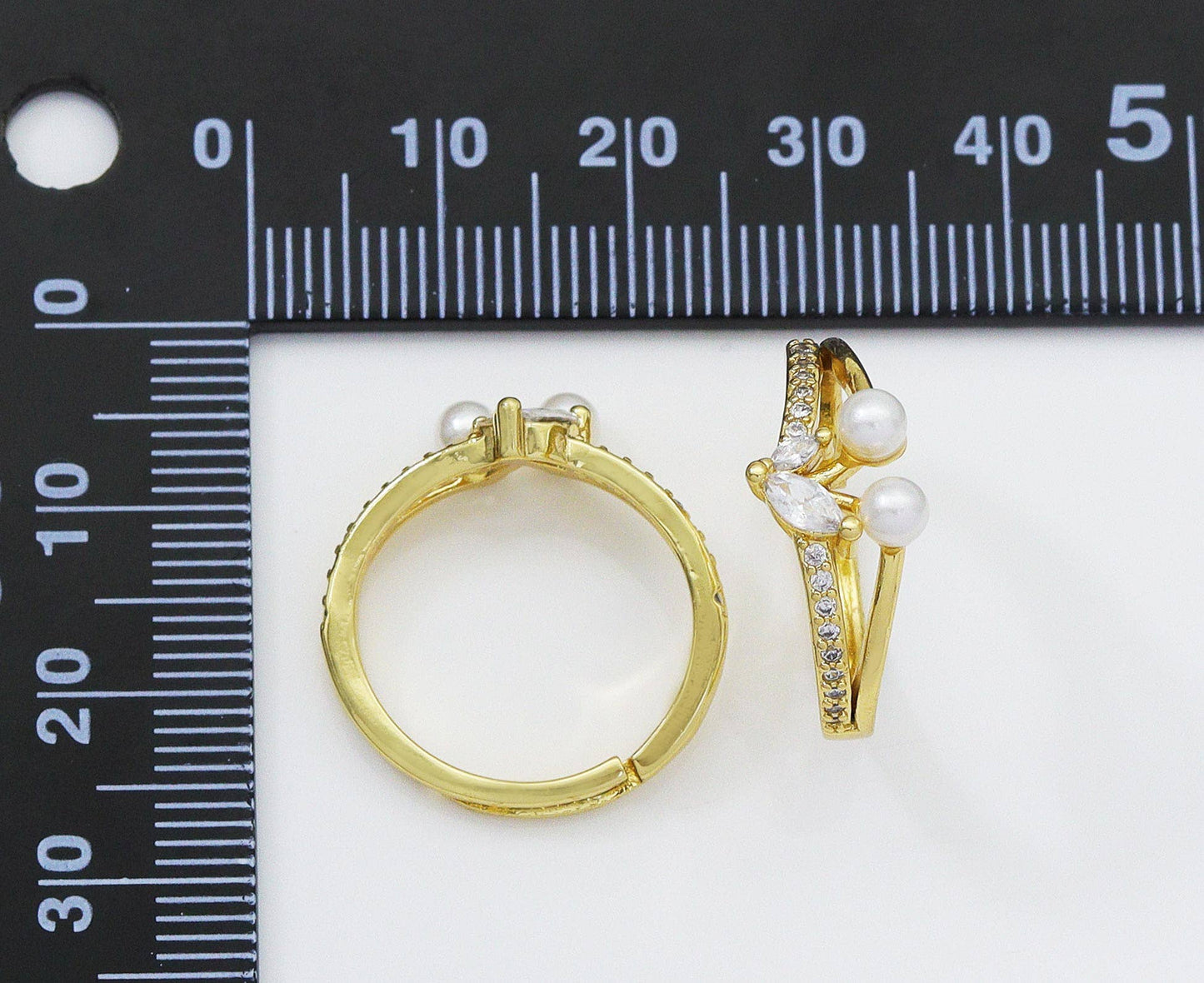 CZ Crown with Mother of Pearl Adjustable Ring, Sku#LD243