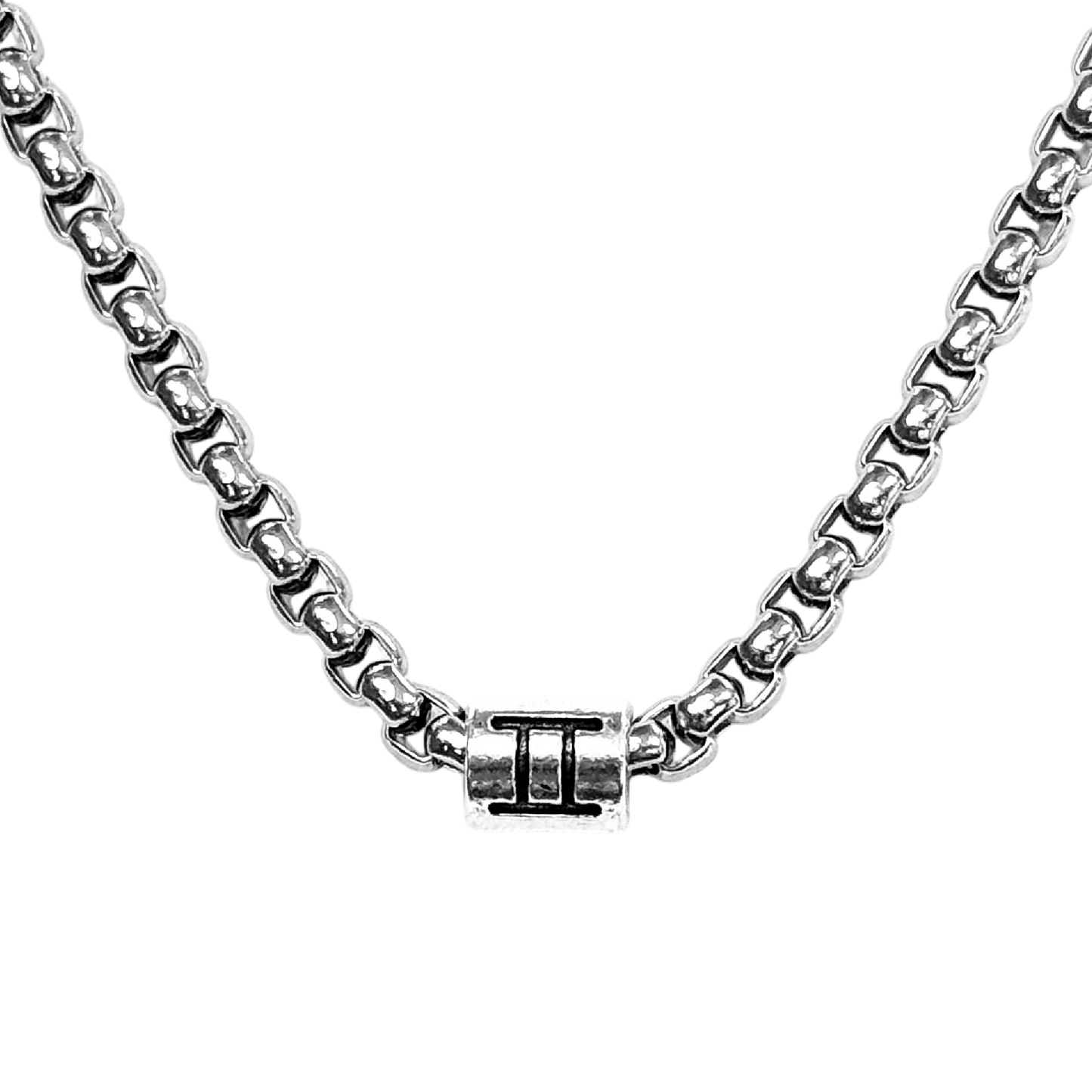 Vintage Zodiac Necklace Stainless Steel Box Chain Astrology Jewelry for Men