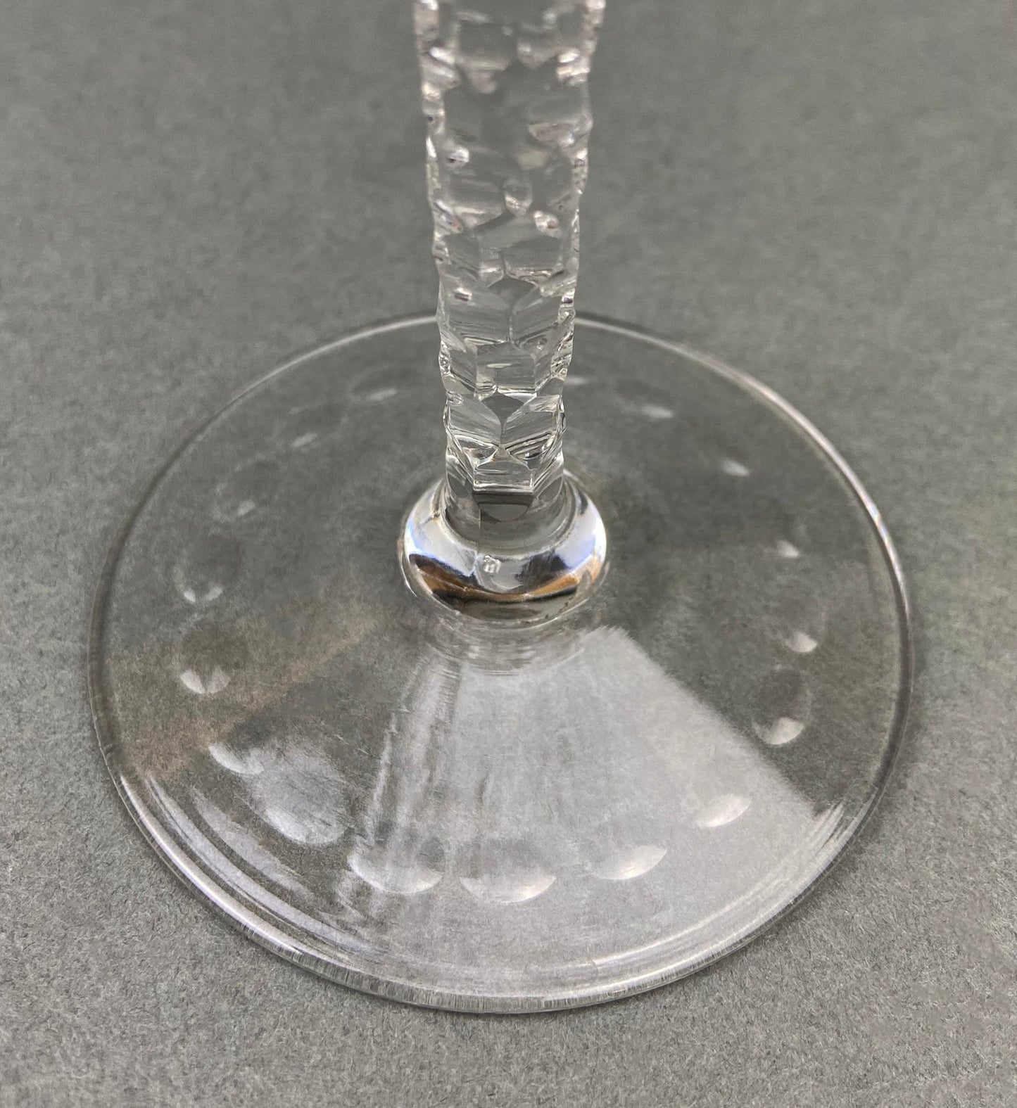 Vintage Cut Crystal Wine Goblets, Daisy Garland Motif, Set of Ten